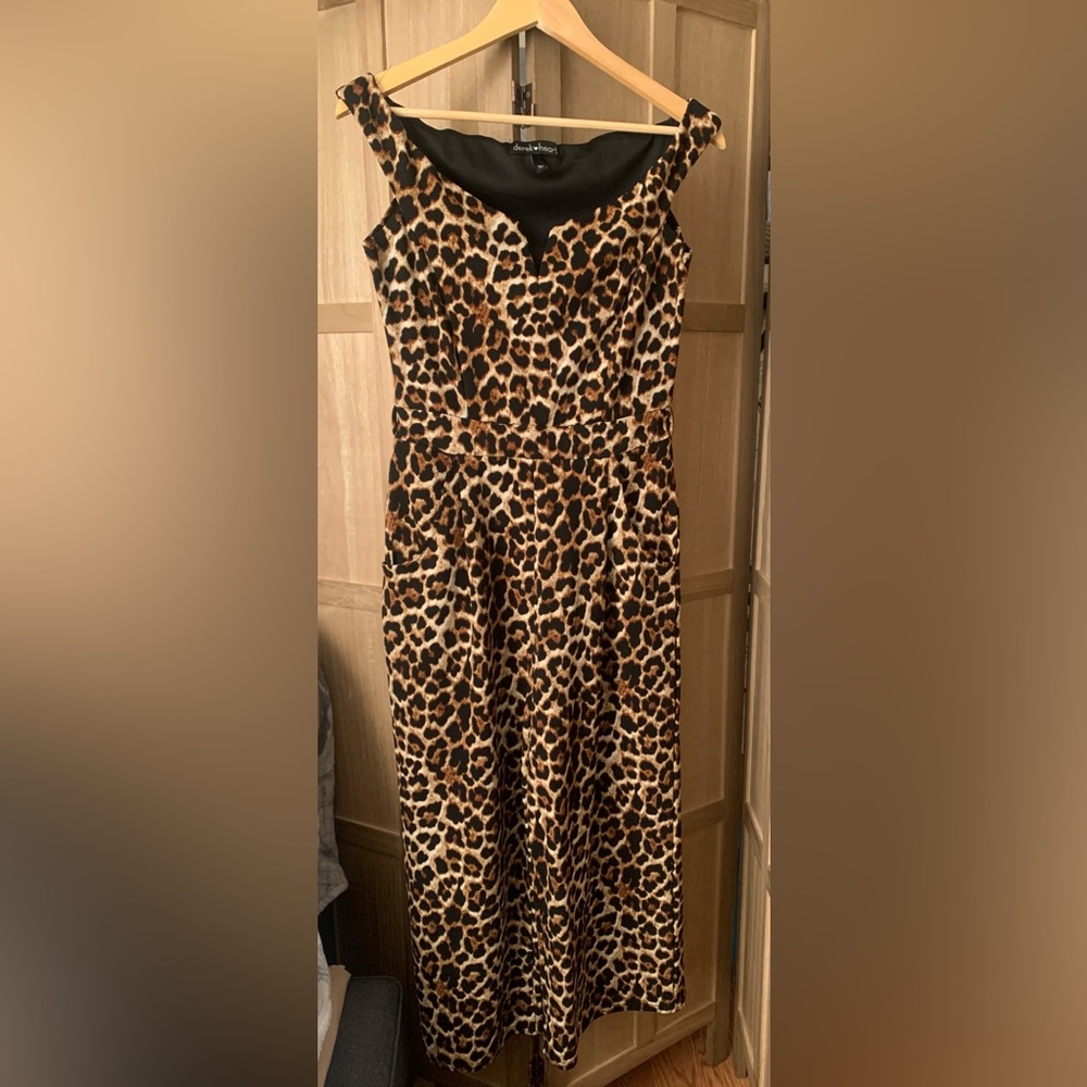 Derek Heart Junior girls sleeveless animal print jumpsuit, size Large